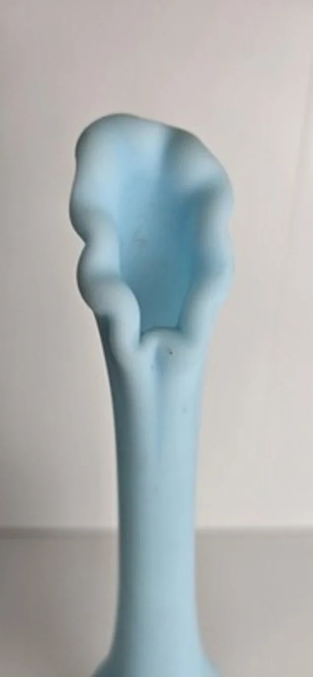 Fenton Blue Satin Swung Bud Vase 10.75